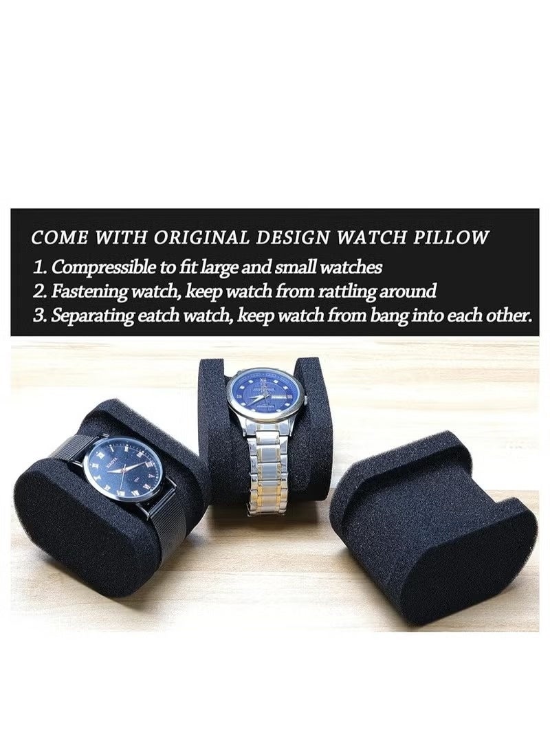 كيلا حقيبة سفر للساعات بخمس فتحات للرجال والنساء، صندوق تخزين محمول بسحاب مع وسادة إسفنجية ناعمة قابلة للضغط للساعات الكبيرة والصغيرة (أسود، خمس فتحات) - Image 5