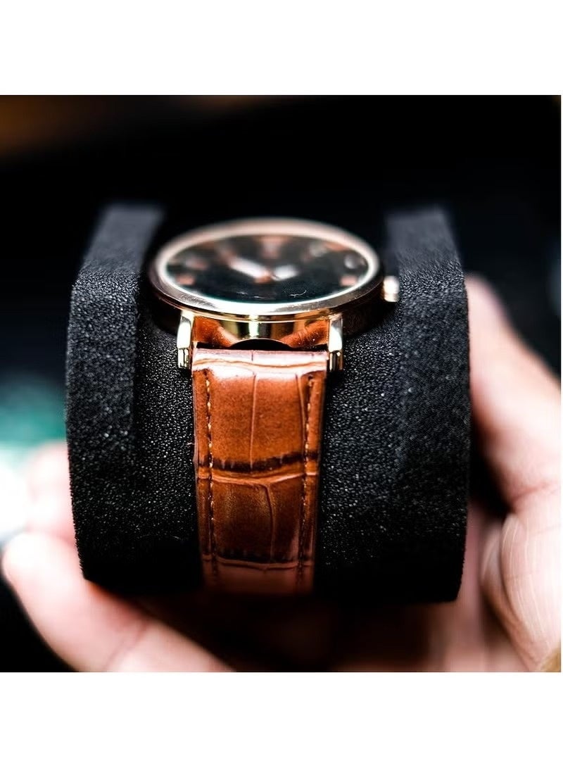 كيلا حقيبة سفر للساعات بخمس فتحات للرجال والنساء، صندوق تخزين محمول بسحاب مع وسادة إسفنجية ناعمة قابلة للضغط للساعات الكبيرة والصغيرة (أسود، خمس فتحات) - Image 3