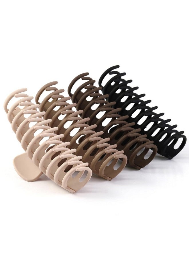 Bakefy-4 pcs Large Hair Claw Clips for Thick Hair Matte Big Claw Clips 4 Neutral Colors Non-Slip Hair Styling Accessories Barrette Jumbo Hair Clips for Women Long Thick Hair - Image 1