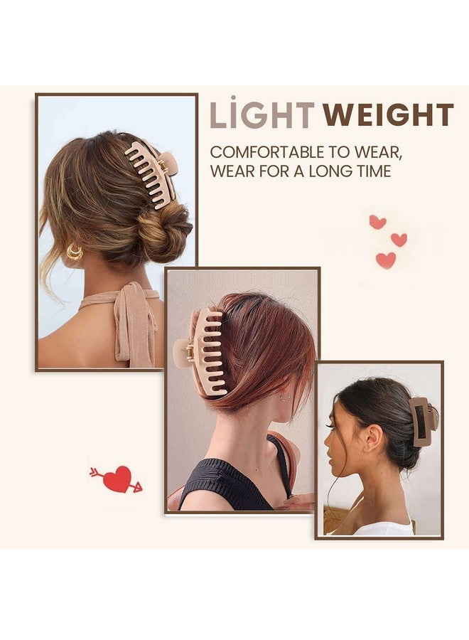 Bakefy-4 pcs Large Hair Claw Clips for Thick Hair Matte Big Claw Clips 4 Neutral Colors Non-Slip Hair Styling Accessories Barrette Jumbo Hair Clips for Women Long Thick Hair - Image 4