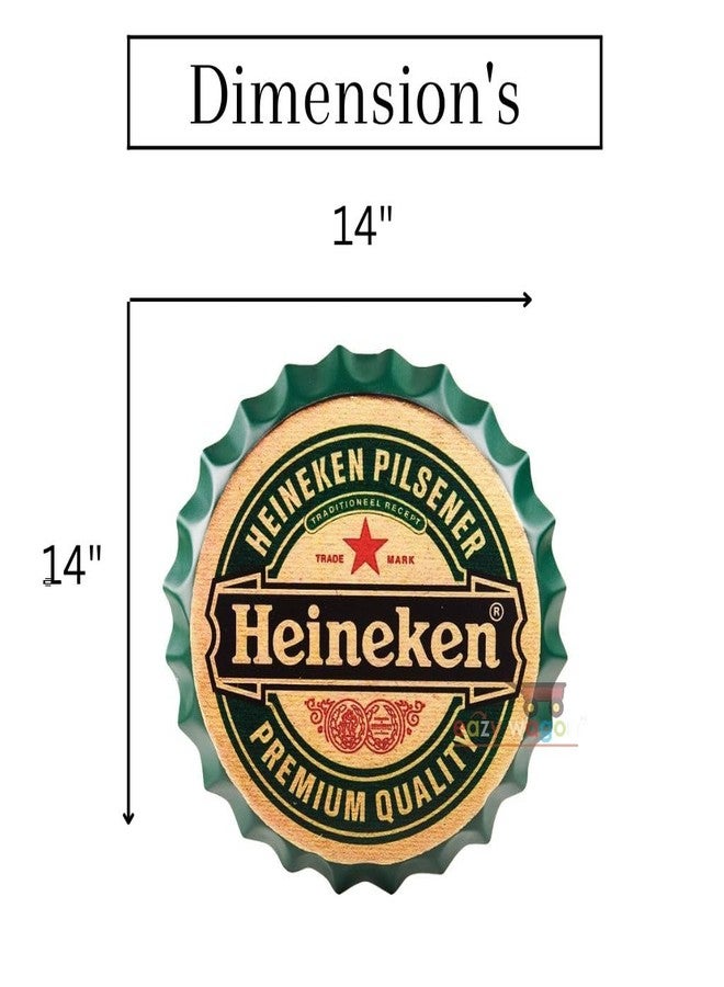 EAZYWAGON Decorative Metal Bottle Caps Wall Sign Plates - 14X14 Inches - HEINE PREMIUM RED | Metal Wall Hanging Bottle Cap for Home, Farmhouse, Bar & Cafe Decoration | Vintage & Retro Look Plaques - Image 3