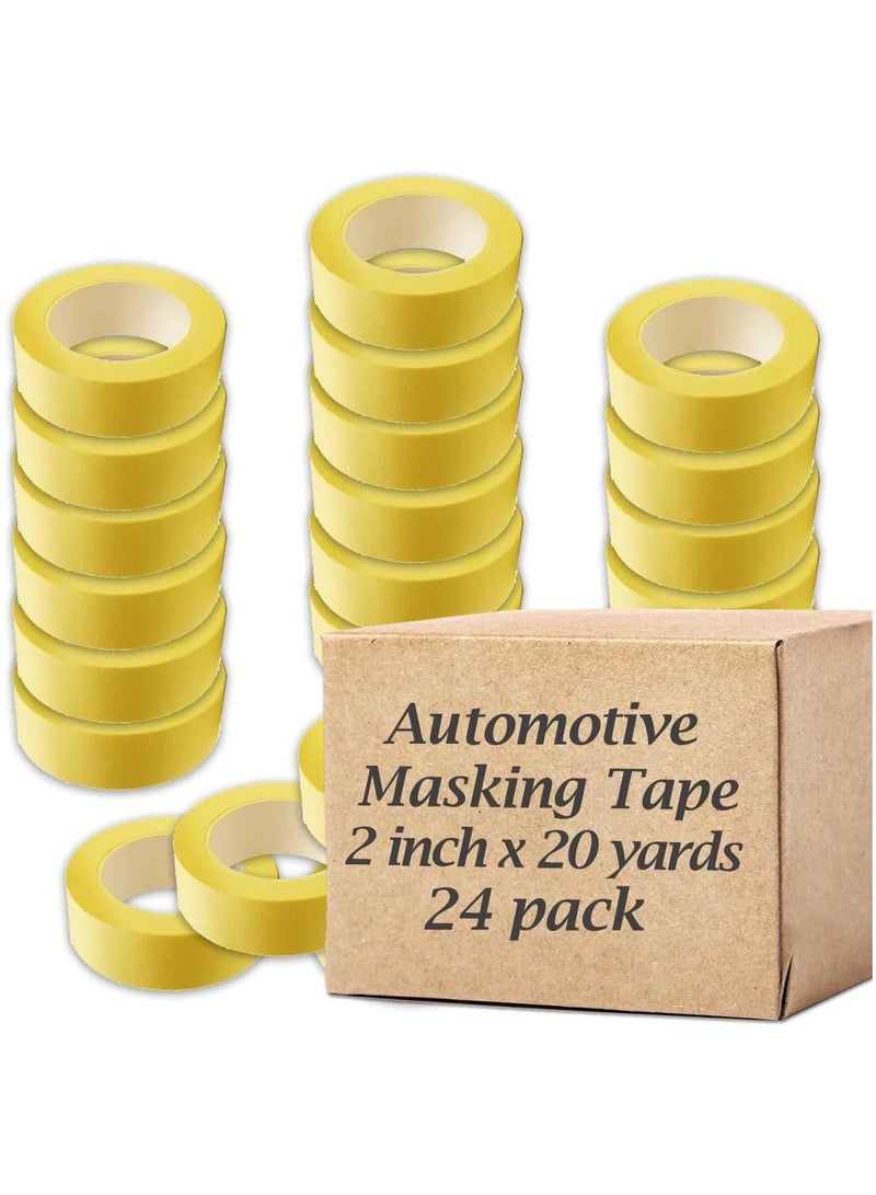 MARKQ [24 Rolls] Automotive Masking Tape 2 inch x 20 yards Refinish Auto Body Paint Tape for Cars Vehicles Auto Paint Supplies  - Image 1
