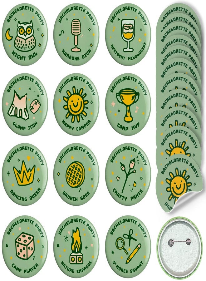 Verigud 12 PCS Camp Bachelorette Merit Badges with 12 PCS Stickers, Camping Pins for Bachelor Party Favors, Last Trail Before the Veil Bachelorette - Image 2