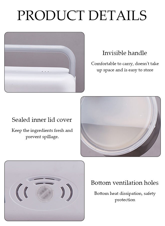 DUNISO Electric Lunch Box Food Heater，Portable Food Warmer，Electric Lunch Box，2 Stainless Steel Inner Liners with Lids，with Fork, Spoon and Chopsticks, Scouring Pad,Quick Heating ,Easy to Carry and Clean，for Office Home School  - Image 3