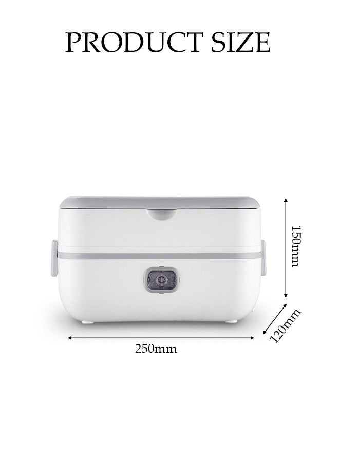 DUNISO Electric Lunch Box Food Heater，Portable Food Warmer，Electric Lunch Box，2 Stainless Steel Inner Liners with Lids，with Fork, Spoon and Chopsticks, Scouring Pad,Quick Heating ,Easy to Carry and Clean，for Office Home School  - Image 2