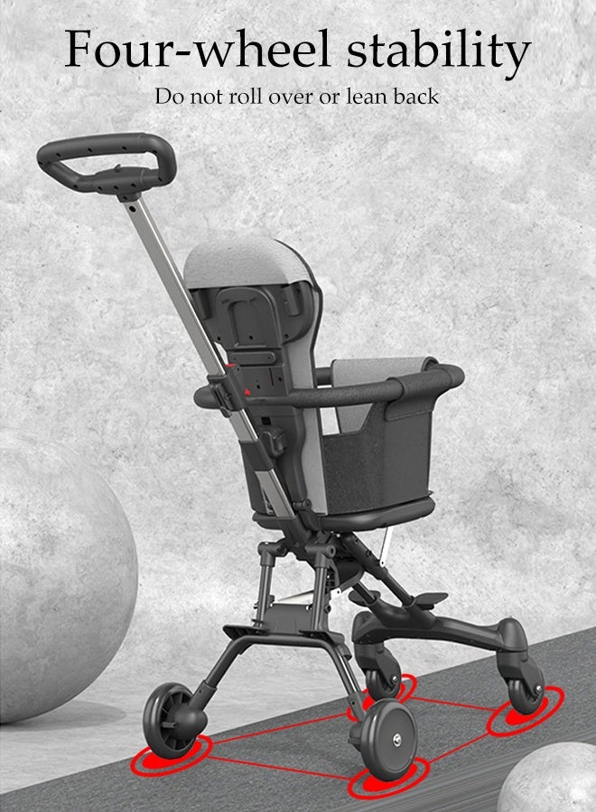 DUNISO Lightweight Foldable Stroller Portable Travel Stroller Ultra Lightweight Compact Stroller with Sun Visor Fits Airplane Easy Carry and Storage 360° Wheels and Safety Harness 3D Shock-absorbing Stroller for Kids Ages 1 to 5 Years - Image 2