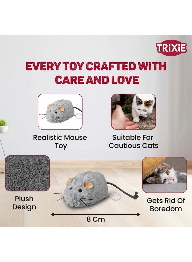 تريكسي لعبة قطط محشوة على شكل فأر من مادة البوليستر، ألعاب فأر ناعمة للقطط والقطط الصغيرة والقطط لعبة فأر للصيد، فأر تفاعلي من القطيفة - 8 سم (عبوة من قطعتين) - Image 5