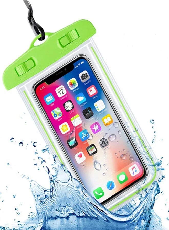 Fully protected sea case, Swimming Bag Waterproof Phone Case, Mobile Pouch PVC Cover Use at Beach or Swimming Pool, with Neck Strap For iPhone, Samsung, Xiaomi, Huawei, Redmi - Green - Image 1