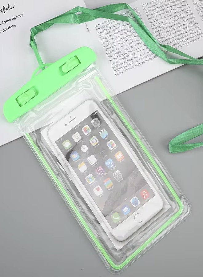 Fully protected sea case, Swimming Bag Waterproof Phone Case, Mobile Pouch PVC Cover Use at Beach or Swimming Pool, with Neck Strap For iPhone, Samsung, Xiaomi, Huawei, Redmi - Green - Image 2