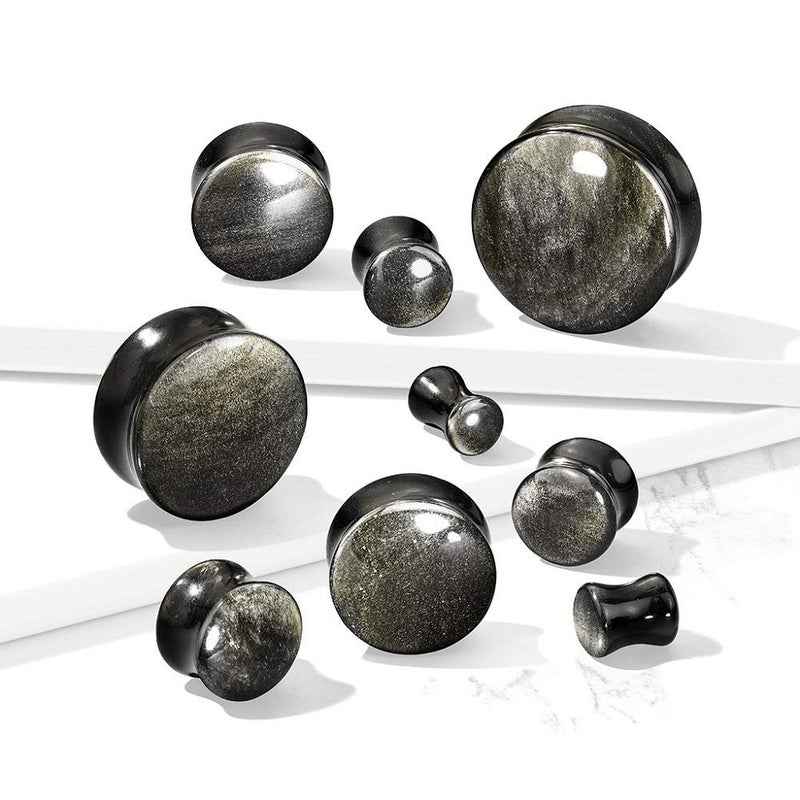 Pierced Owl Natural Golden Obsidian Stone Convex Double Flared Saddle Plug Gauges, Sold as a Pair (12mm (1/2")) - Image 3