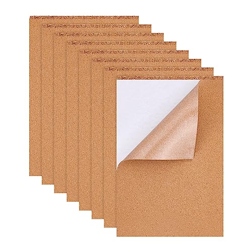 BENECREAT 8 Pack 8.3" x 11.8" Self-Adhesive A4 Size Cork Sheets(2mm Thick) Rectangle Insulation Cork Backing Sheets for Coaster, Wall Decoration, Wedding Party DIY Crafts Supplies - Image 1