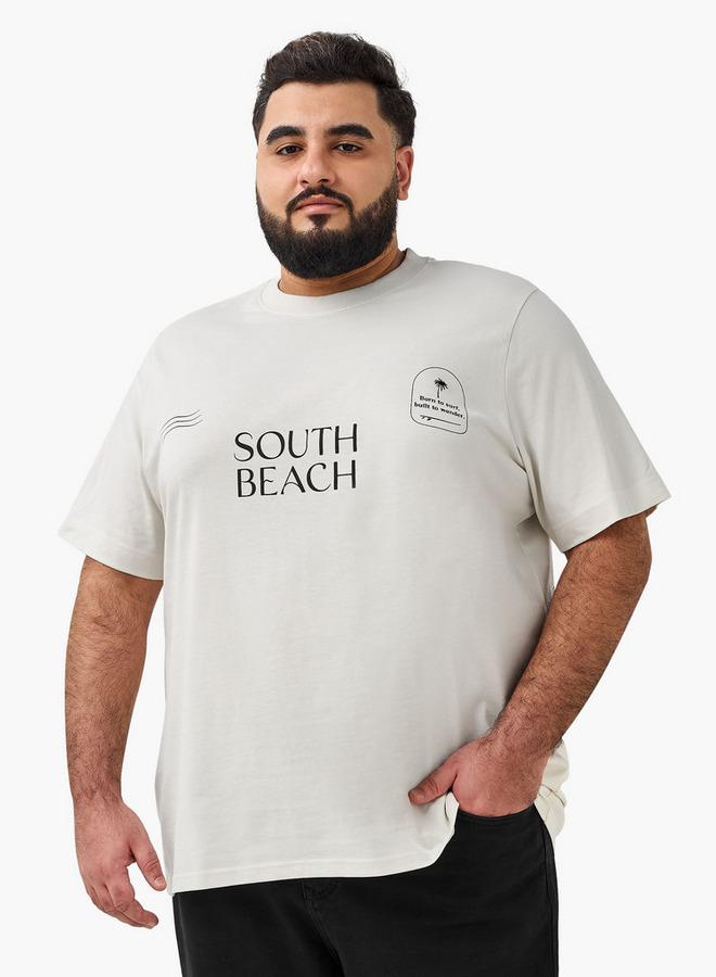 ماكسيم تيشيرت رجالي مطبوع برسومات بياقة دائرية وأكمام قصيرة - Image 1