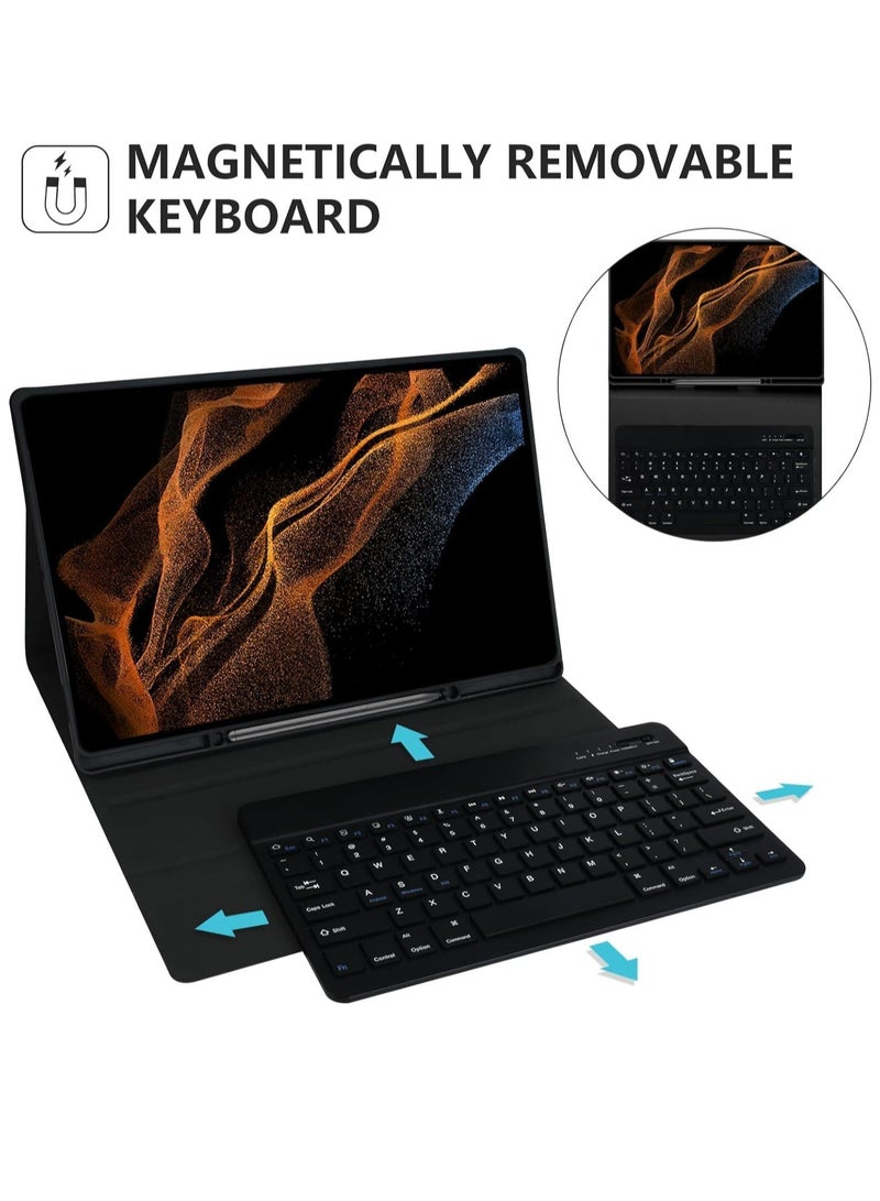ELTRAZONE Keyboard Case for Samsung Galaxy Tab S8 Ultra 14.6 inch 2022, Magnetically Detachable Bluetooth Keyboard, Slim Lightweight Stand Cover with S Pen Holder, Auto Sleep/Wake, SM-X900/X906,Black - Image 2