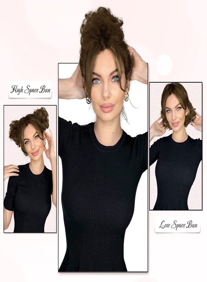 RUWISS Messy Bun Hair Piece Human Hair Messy Rose Bun Hair Buns Hair Piece for Women Real Hair Scrunchies Updo Hair Pieces Bun Extension Ponytail Messy Hair Bun (Brown Mixed) - Image 2