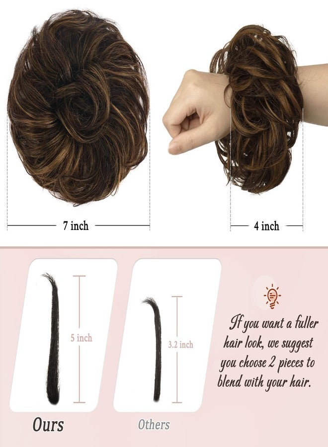 RUWISS Messy Bun Hair Piece Human Hair Messy Rose Bun Hair Buns Hair Piece for Women Real Hair Scrunchies Updo Hair Pieces Bun Extension Ponytail Messy Hair Bun (Brown Mixed) - Image 4
