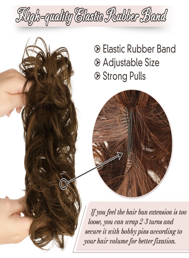 RUWISS Messy Bun Hair Piece Human Hair Messy Rose Bun Hair Buns Hair Piece for Women Real Hair Scrunchies Updo Hair Pieces Bun Extension Ponytail Messy Hair Bun (Brown Mixed) - Image 5