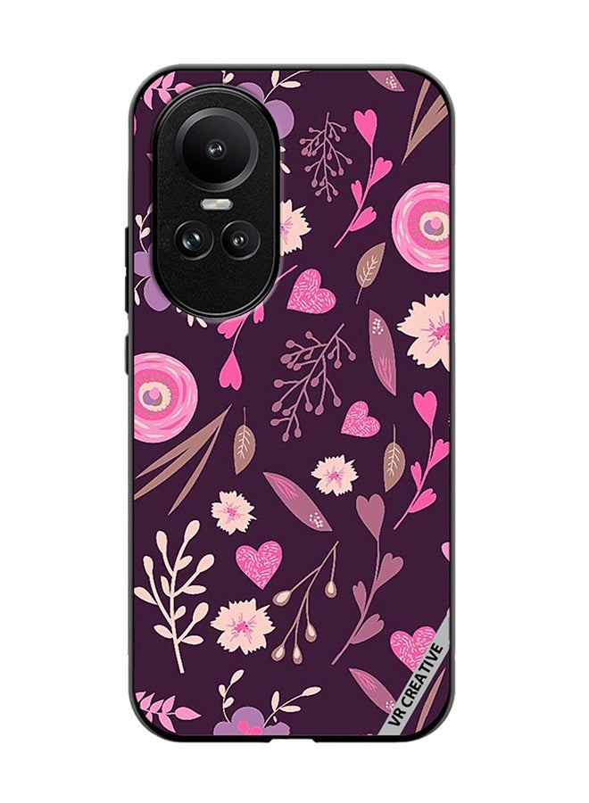 VR CREATIVE Protective Case Cover For Oppo Reno 10 Purple Floral Design Multicolour - Image 1