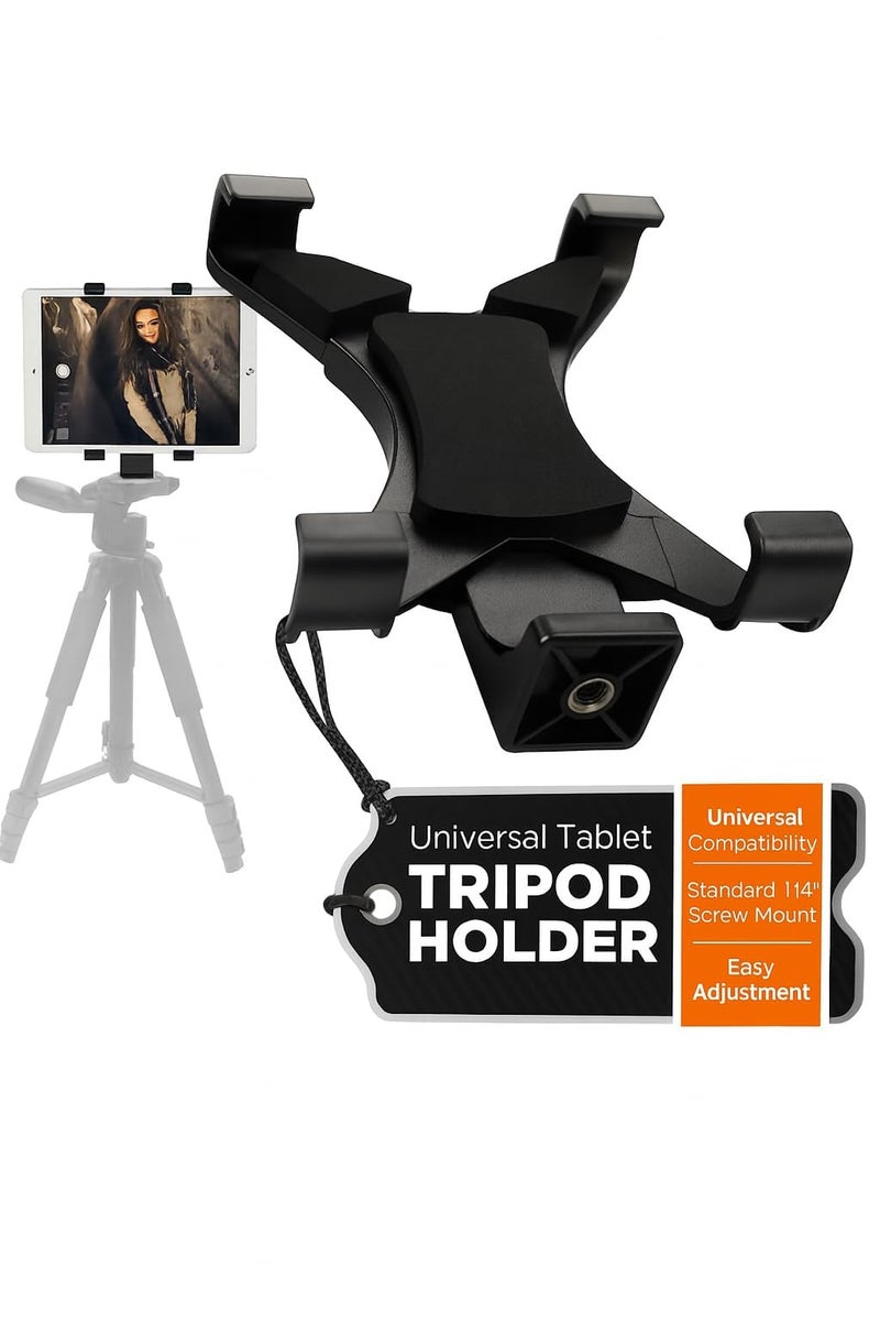 Acuvar Universal Tablet Tripod Holder Mount Adapter for iPad, Pro 11,Air 11,Galaxy Tab,Microsoft Surface Up to 8" Vertically Or 11" Horizontally & Many More Tablets Compatible with Tripod/Monopod - Image 1