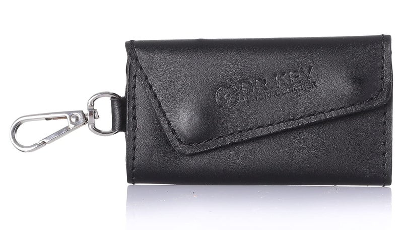 Dr.Key Matte Leather Snap Hook Unisex Key Holder Wallet - Black - Image 1