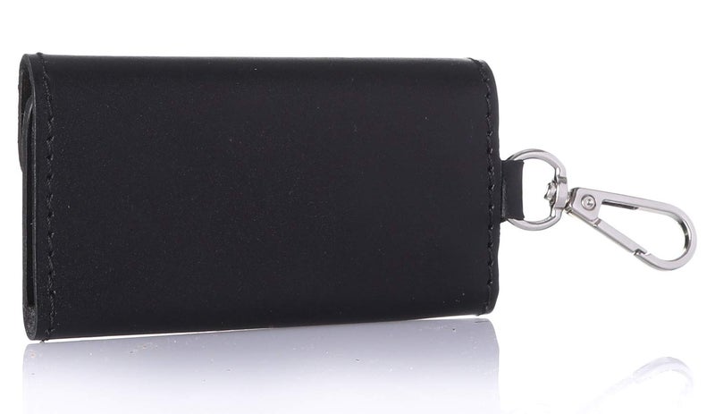 Dr.Key Matte Leather Snap Hook Unisex Key Holder Wallet - Black - Image 4