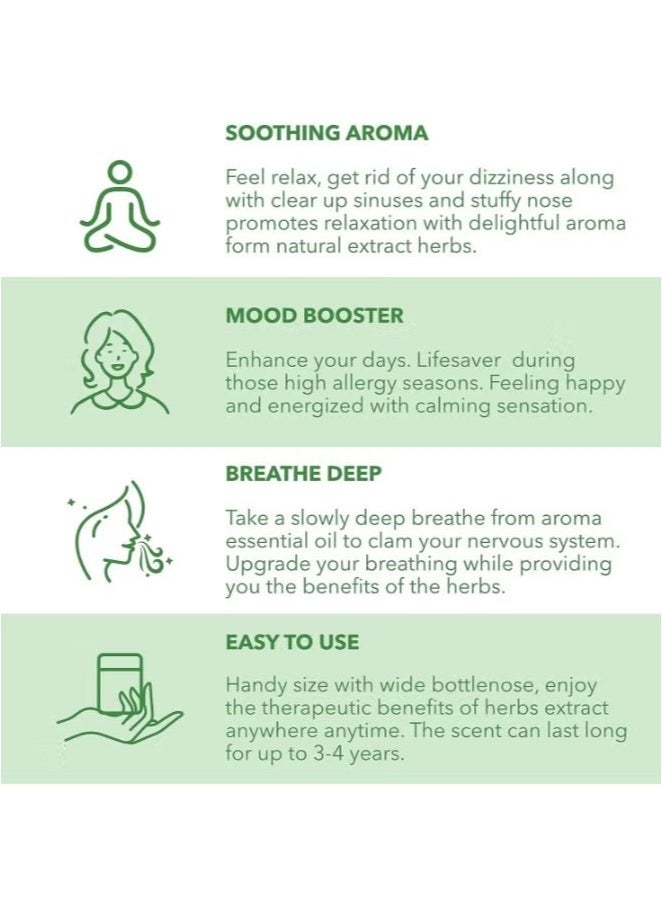 HONG THAI 3-packs Thai Mint Nasal Decongestant Bottle,Natural Herbal Medicine, Refreshing, Anti-Drowsy and Improves Concentration 10g*3  - Image 3