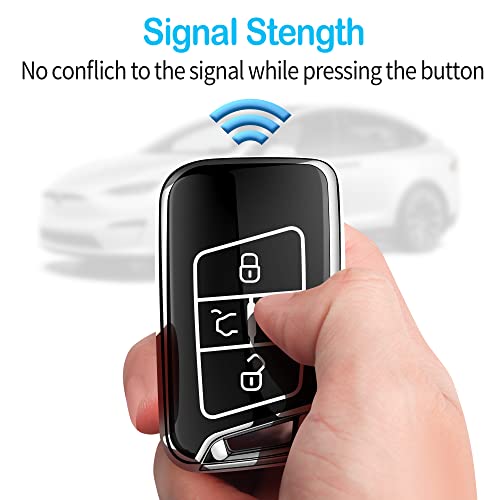 Tukellen for Volkswagen Key Fob Cover, Premium Soft TPU Full Protection Key Fob Case VW Tiguan Atlas Jetta Passat Golf Alltrack Smart Keyless Fob Remote Key (Silver) - Image 5