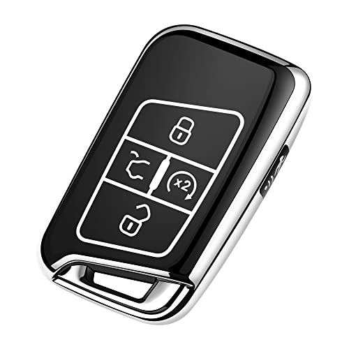 Tukellen for Volkswagen Key Fob Cover, Premium Soft TPU Full Protection Key Fob Case VW Tiguan Atlas Jetta Passat Golf Alltrack Smart Keyless Fob Remote Key (Silver) - Image 1