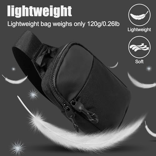 LKEX Mini Sling Bag - Men's & Women's Crossbody Fanny Pack - Casual Personal Pocket Backpack - Phone & Chest Bag (Black, Mini (L*W*H=13*3*19cm)) - Image 3
