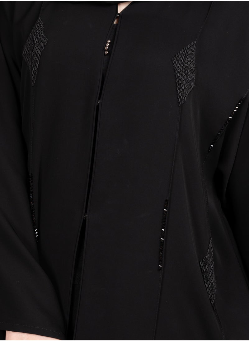 IKKXA Elegant Beads Embroidered Emirati Abaya  - Image 2