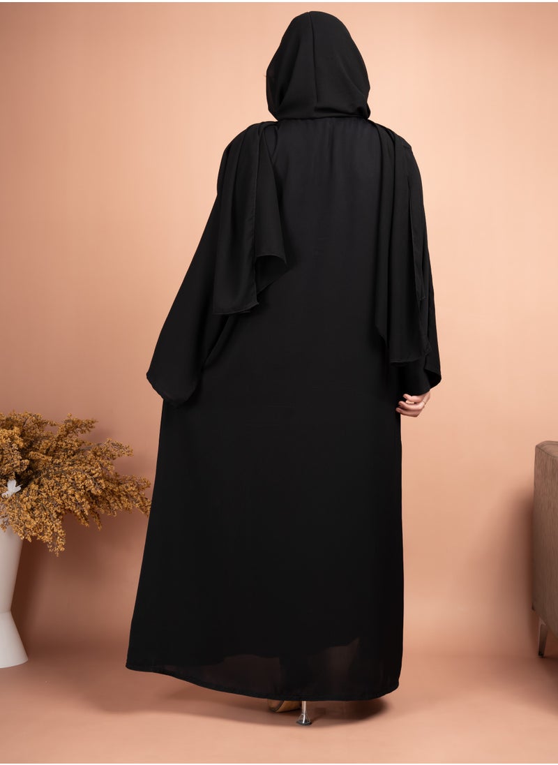 IKKXA Elegant Beads Embroidered Emirati Abaya  - Image 4