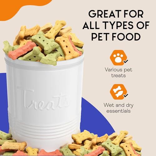 Amici Home Amici Pet Retro Treats Metal Canister | Pet Food Storage Container | Airtight Lid | 72 Ounce Capacity | Farmhouse Décor | Rustic Metal Dog Treat Jar (White) - Image 4