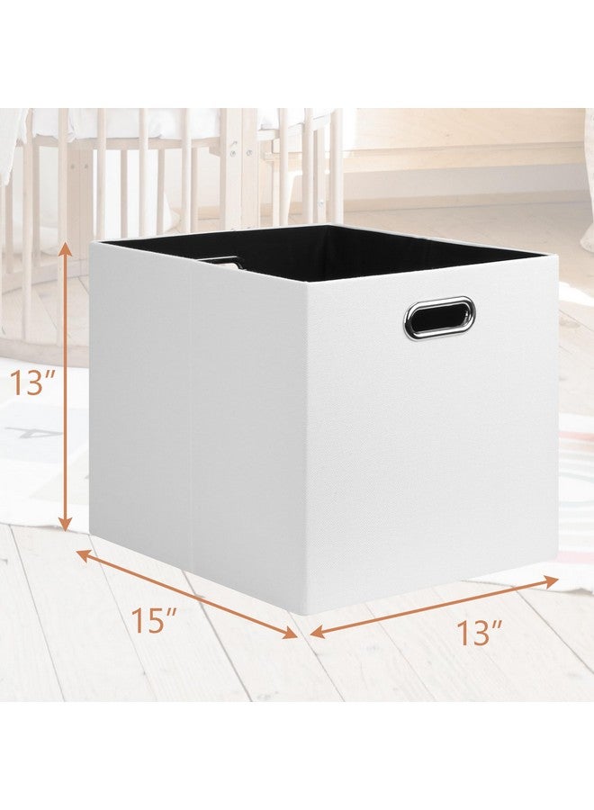 Posprica Posprica 13x15x13in Collapsible Storage Bins, Fabric Foldable Cube Storage Boxes, Decorative Storage Baskets Organizer for IKEA Kallax, Shelves, Closet, Clothes, Toy, Set of 4-White - Image 2