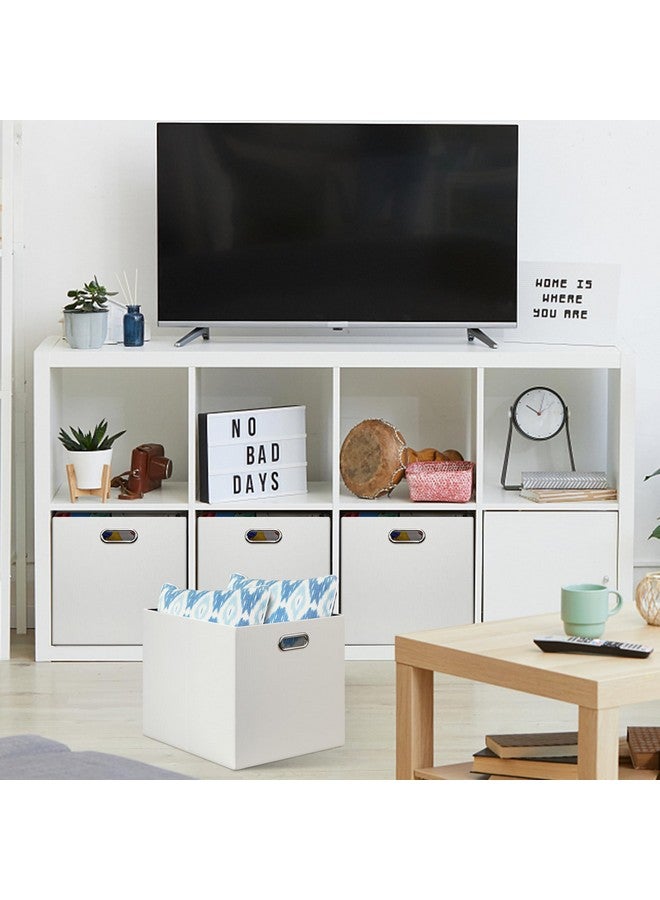 Posprica Posprica 13x15x13in Collapsible Storage Bins, Fabric Foldable Cube Storage Boxes, Decorative Storage Baskets Organizer for IKEA Kallax, Shelves, Closet, Clothes, Toy, Set of 4-White - Image 3