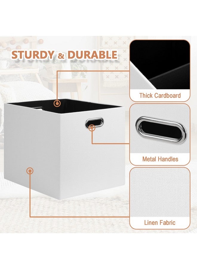 Posprica Posprica 13x15x13in Collapsible Storage Bins, Fabric Foldable Cube Storage Boxes, Decorative Storage Baskets Organizer for IKEA Kallax, Shelves, Closet, Clothes, Toy, Set of 4-White - Image 5