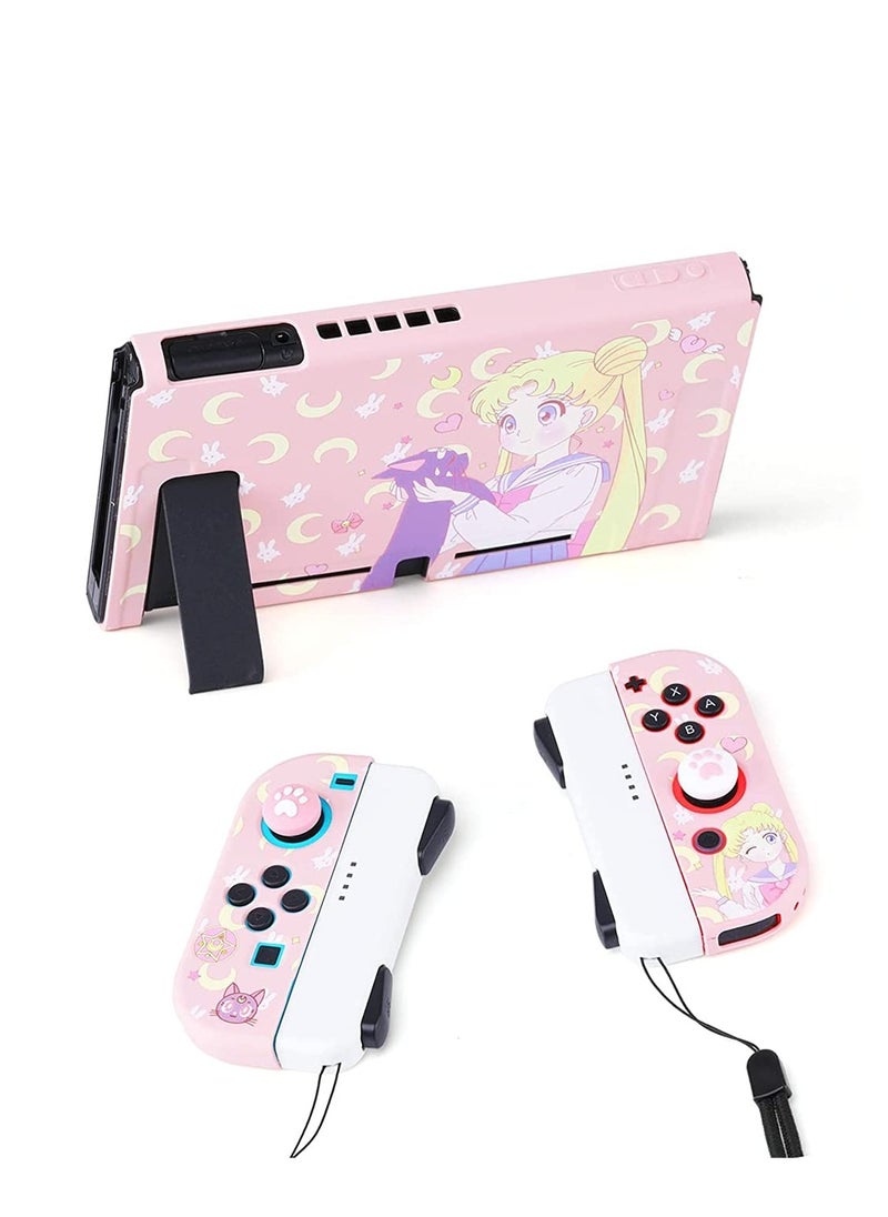 SYOSI - Switch Protective Cover,Cute Liquid Silicone Protective Case for Switch, Soft Slim Grip Cover Shell for Console and Joy Con, Scratch, Crack Resistant, Easy Install (Sailor Moon) - Image 1