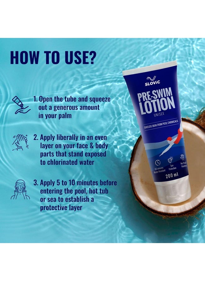SLOVIC - Pre Swim Lotion For Kids 200Ml Apply Before Swimming Body Lotion Swimming Cream For Chlorine Protection Swimmers Waterproof Pool Cream Upto 80 Mins Of Water Resistance - Image 1