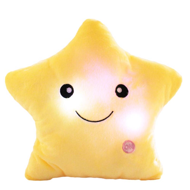 sofipal Creative Twinkle Star Shaped Plush Pillow LED Night Light Glowing Cushions Plush Stuffed Toys Gifts for Kids Decoration Yellow - Image 2