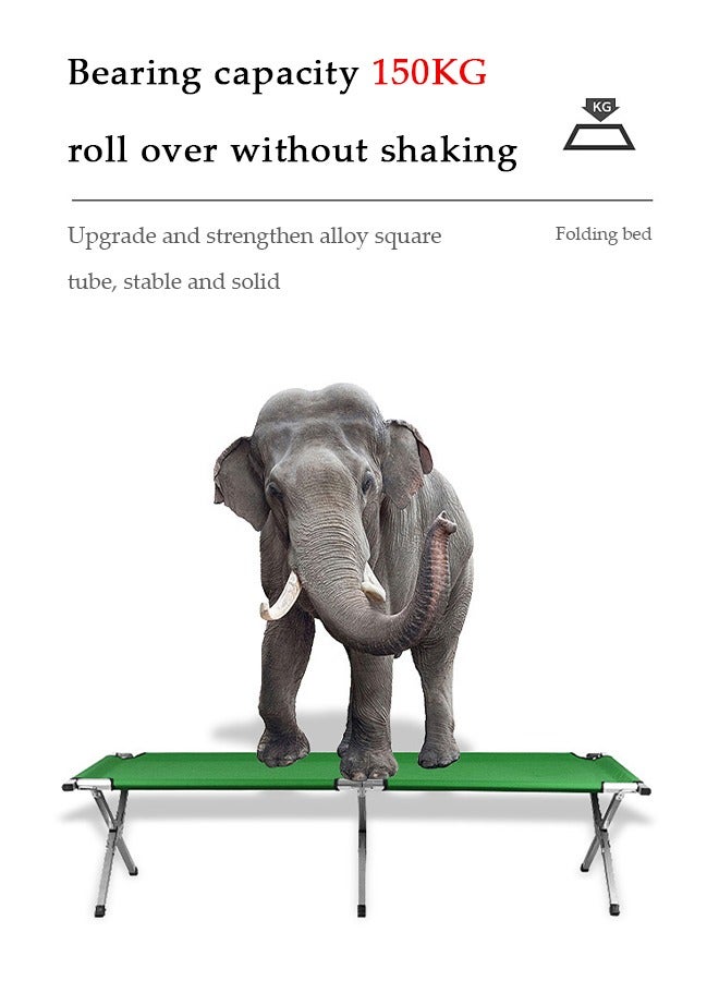 DUNISO سرير تخييم قابل للطي، كرسي استرخاء متعدد الوظائف محمول، سرير حديدي للمسيرات، مناسب للتخييم، المكتب، الشاطئ، السياحة، يتحمل 150 كجم، 190 * 64 * 42 سم، أخضر - Image 5