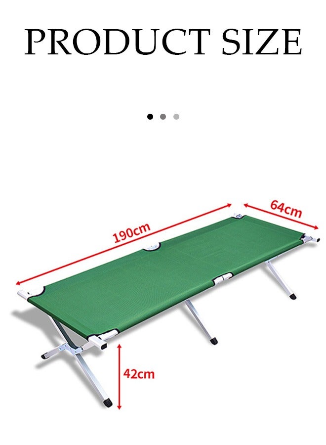 DUNISO سرير تخييم قابل للطي، كرسي استرخاء متعدد الوظائف محمول، سرير حديدي للمسيرات، مناسب للتخييم، المكتب، الشاطئ، السياحة، يتحمل 150 كجم، 190 * 64 * 42 سم، أخضر - Image 2
