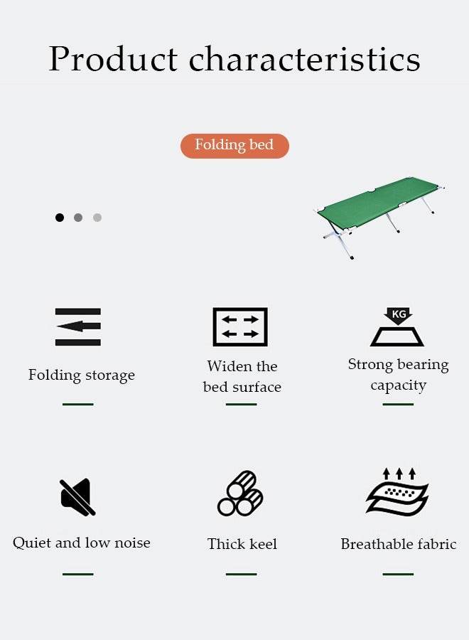 DUNISO سرير تخييم قابل للطي، كرسي استرخاء متعدد الوظائف محمول، سرير حديدي للمسيرات، مناسب للتخييم، المكتب، الشاطئ، السياحة، يتحمل 150 كجم، 190 * 64 * 42 سم، أخضر - Image 4