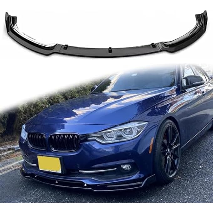 DIBON AUTO 3PCS Front Bumper Lip Splitter Spoiler for 2013-2018 BMW F30 3 Series 323i 325i 325xi 328i 328i xDrive Air Dam Front Splitter Body Kit (Glossy Black) - Image 1