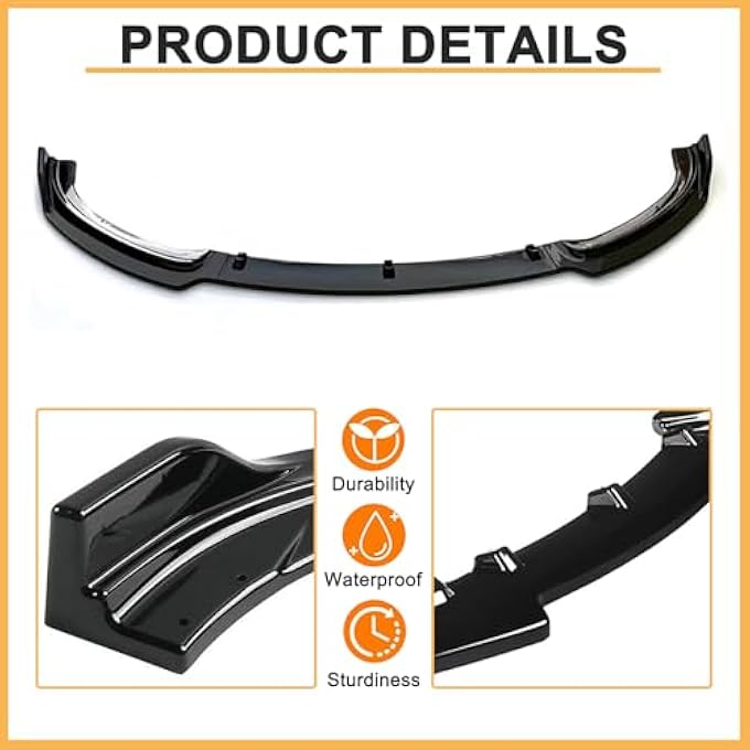 DIBON AUTO 3PCS Front Bumper Lip Splitter Spoiler for 2013-2018 BMW F30 3 Series 323i 325i 325xi 328i 328i xDrive Air Dam Front Splitter Body Kit (Glossy Black) - Image 2