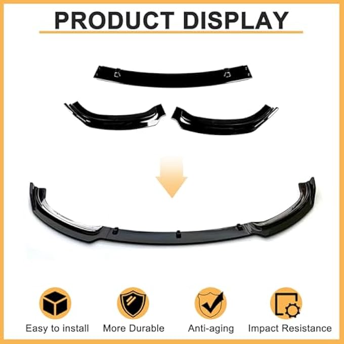 DIBON AUTO 3PCS Front Bumper Lip Splitter Spoiler for 2013-2018 BMW F30 3 Series 323i 325i 325xi 328i 328i xDrive Air Dam Front Splitter Body Kit (Glossy Black) - Image 4