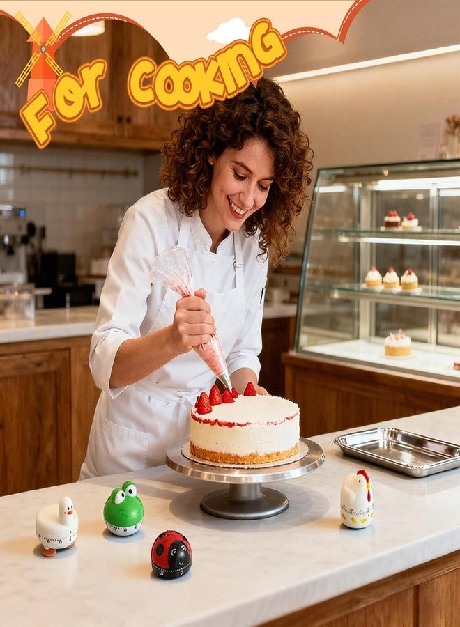 اميلوف مؤقت مطبخ Amylove اللطيف المكون من 4 قطع، بتصميمات حيوانات ميكانيكية يدوية: كتكوت، ضفدع، بطة، دعسوقة، مع منبه عالٍ لمدة 60 دقيقة، مناسب للبالغين، مثالي للطبخ المنزلي في عيد الميلاد، والخبز، واللياقة البدنية، والجمال. - Image 4
