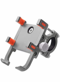 Motorcycles Phone Mount, Universal Adjustable Handlebar Cell Phone Holder, Six-claw Aluminum Alloy Mobile Bracket Bike Bicycle Navigation Holder Fixing Frame (Silver)
