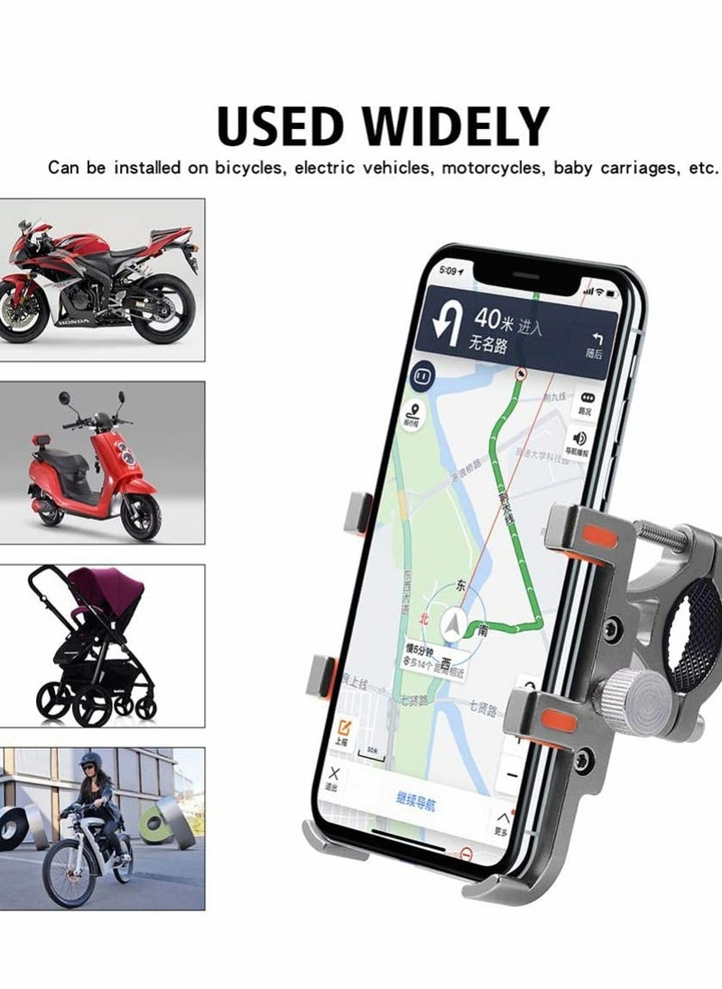 KASTWAVE - Motorcycles Phone Mount, Universal Adjustable Handlebar Cell Phone Holder, Six-claw Aluminum Alloy Mobile Bracket Bike Bicycle Navigation Holder Fixing Frame (Silver) - Image 1
