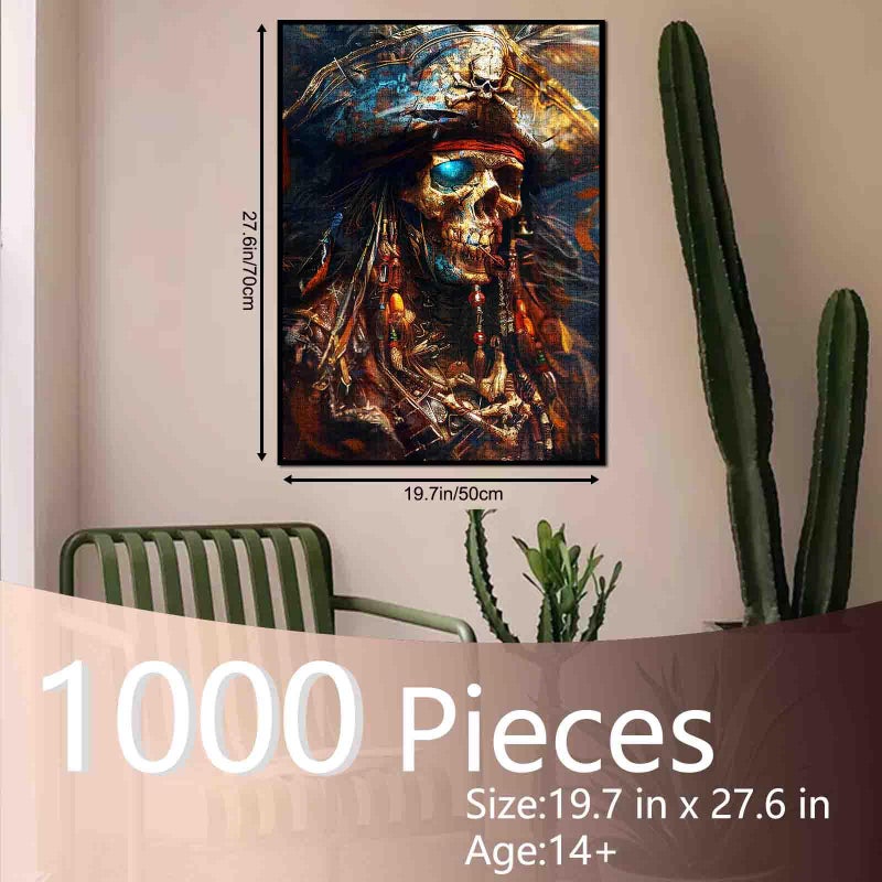 Aihonmin Pirate 1000 Piece Jigsaw Puzzle for Adults Families Skull Pirate Pictures Captain Puzzles for Challenging Family Activity Game DIY Handwork Puzzles Home Decor Gifts 20x27 Inches - Image 2