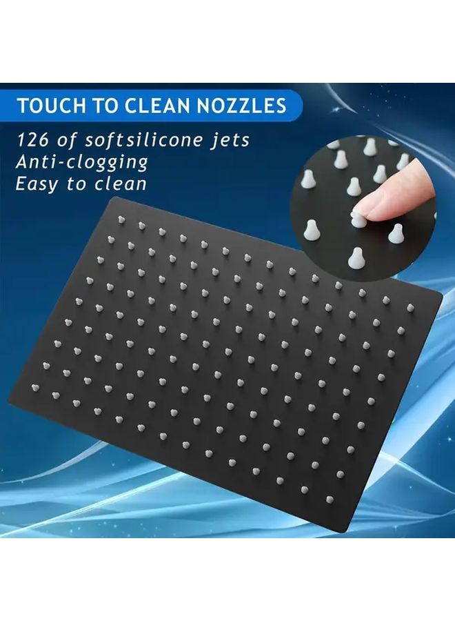 Golden Square Rain Shower Head 12x8 Inch Ceiling Wall Mount High Flow Rainfall Shower System - Image 5