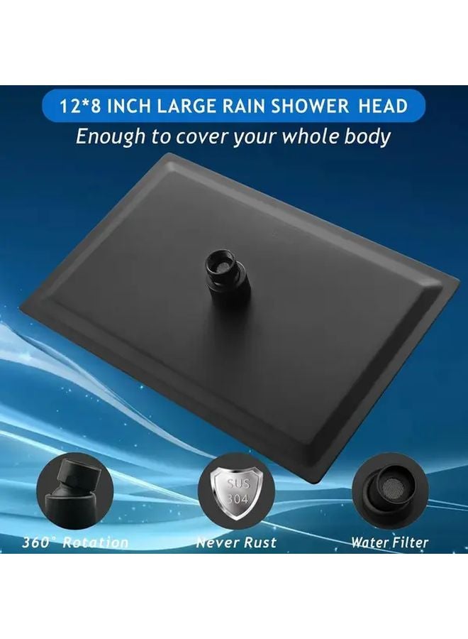 Golden Square Rain Shower Head 12x8 Inch Ceiling Wall Mount High Flow Rainfall Shower System - Image 3