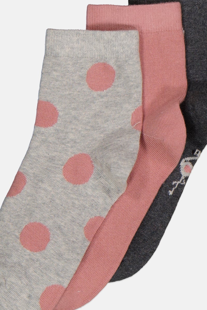 bebe Women 3 Pairs Ankle Socks, Pink - Image 2